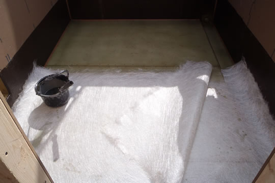 ベランダFRP防水工事様子