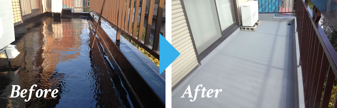その他の防水工事の様子【常温アスファルト防水】Before&After