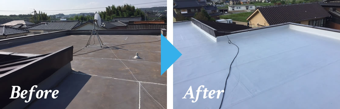 その他の防水工事の様子【塩ビシート防水】Before&After