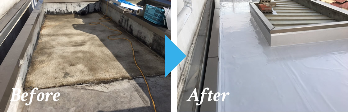 その他の防水工事の様子【塩ビシート防水】Before&After